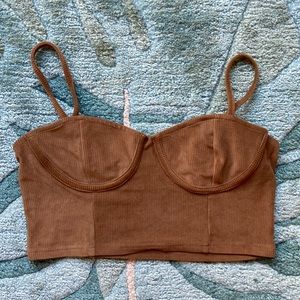 Brown corduroy crop top